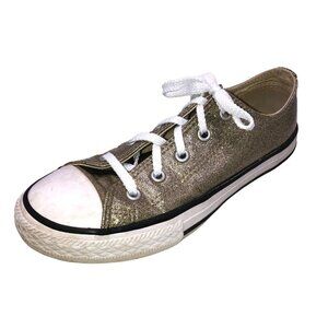 Converse Chuck Taylor All Star Girls Size 2 Gold Glitter Low Top Sneakers Shoes